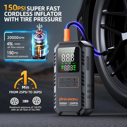 VELODRIVE™ 4-in-1 Portable Jump Starter & Air Compressor